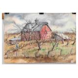 Paulina Everitt farm and Barn Watercolor