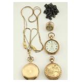 Four Pocket Watches with Chains