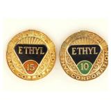 2 10K Gold Ethyl Corporation Service Pins