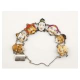 Silver Japan Figural 7 Lucky Gods Bracelet
