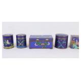 5 Blue Chinese Cloisonne Boxes