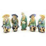 Five Chinese Fisherman Figures