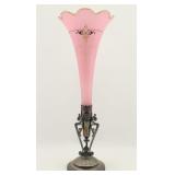 Meriden B. Co Pink Glass Luster with Metal Base
