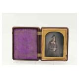 Seated Woman Daguerrotype in Union Case