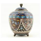 Cloisonne Lidded Tripod Vessel