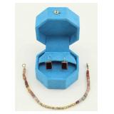 Multicolor Bead Bracelet and Sterling Earrings