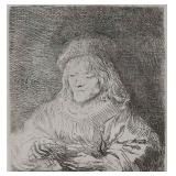 Rembrandt 'The Card Player' Etching