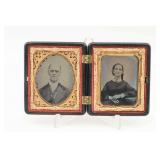 Paired Glass Positive Portraits in Union Case