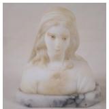 Alabaster & Marble Bust of a Young Woman