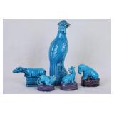 Turquoise Glazed Chinese Pottery Animal Group