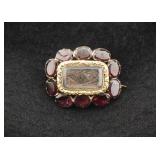 Garnet Mourning Brooch with Hair