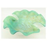 Murano Opalescent Ruffled Art Glass Bowl