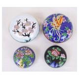 Round Cloisonne Covered Boxes, Group of Four
