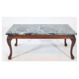 Carved Wood and Marble Coffee Table