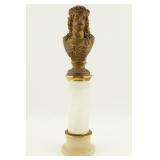 Gilt Bust of Christ on Alabaster Pedestal