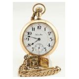 Hamilton Gold-Colored Pocket Watch with Chain and