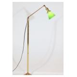 Green Glass Shade Brass Floor Lamp