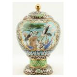 Cloisonne Covered Urn w/ Cranes