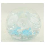 Gibson Blue and White Art Glass Paperweight