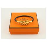 Hermes Leather and Gold-Tone Bracelet