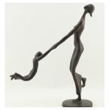 Woman and Child Cast-Metal Sculpture