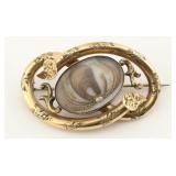 Victorian Hairwork Mourning Brooch