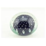 Blue Bubble Art Glass Paperweight