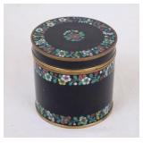 Black Floral Cloisonne Covered Box