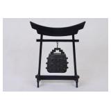 Chinese-Style Bronze Bell on Stand