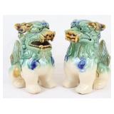 Pair of Multicolor Ceramic Guardian Lions