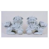 Pair of White Ceramic Guardian Lions