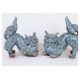 Pair of Blue Pottery Guardian Lions