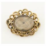 Hairwork Mourning Brooch with Scrollwork