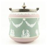 Tri-Color Wedgwood Jasperware Biscuit Barrel