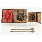 Two Ambrotypes with Baby Bracelets