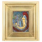 'Red Mermaid' Mixed Media on Canvas Board