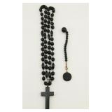 Mourning Cross Jet Necklace & Watch Fob
