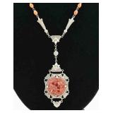 Red Beaded Pendant Necklace