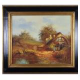 Herb Parnall Rustic Cottage Landscape O/C