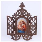 Madonna and Child Portrait Miniature Carved Frame