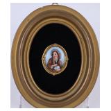 Framed Portrait Miniature Brooch of Woman