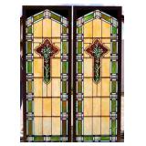 Pair of Large Stained Glass Windows