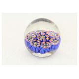 Blue & Red Millefiori Paperweight