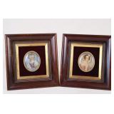 Pair Signed Portrait Miniatures - Framed