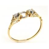 Panther-Head Gem-Set Bangle Bracelet