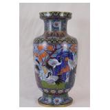 Very Large Cloisonne Crane Motif Vase