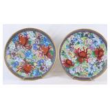 Pair of Large Cloisonne Floral Plates