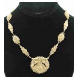 Victorian Ornate Gold-Tone Pendant Necklace