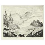 Lyman Byxbe 'East Face of Longs' Signed Etching