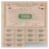 1861 Confederate $500 Bond